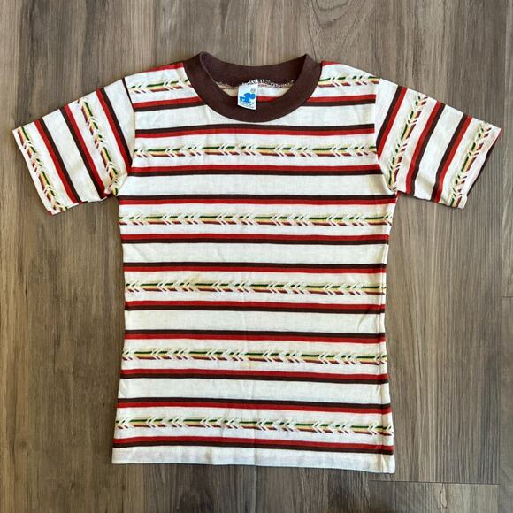 Vintage 1970s Rob Roy T-Shirt Native American Striped Boys Size 10 - Picture 1 of 7